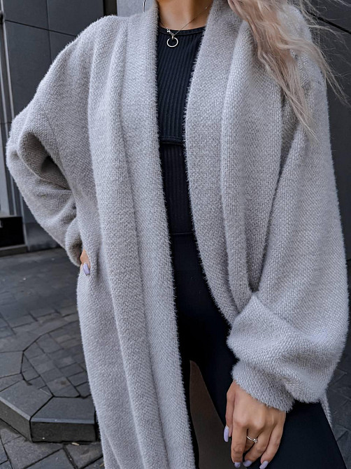 Женский теплый длинный кардиган на запах плотная альпака Одесса - изображение 3