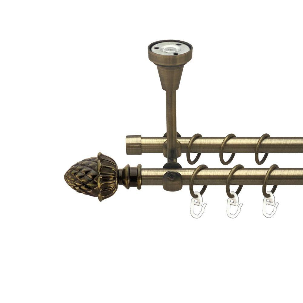 Карниз Orvit Цинара металевий дворядний відкритий до стелі гладка труба кільце металеве Антик 16\16 мм 200 см Львов - изображение 1