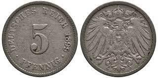 5 пфеннігів 1899 D- Німеччина Полтава - фото 1