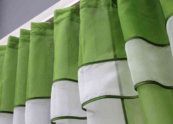 Кухонная занавеска VR-Textil № 018к штора и тюль с ламбрекеном оливковый с белым 270х170 см (52-1012) Киев