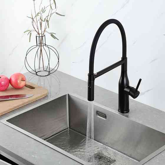 Смеситель для кухни с гибким изливом GAPPO G4098-26 лейка 2 режима, черный Киев