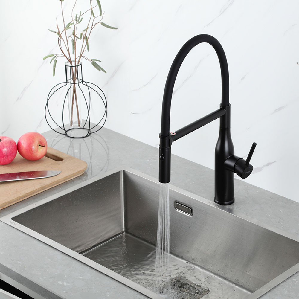 Смеситель для кухни с гибким изливом GAPPO G4098-26 лейка 2 режима, черный Киев - изображение 3