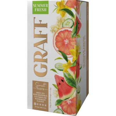 Чай Graff Summer Fresh з ароматом грейфрута, огірка та кавуна 20x1.5 г (4820279612287) Вінниця - фото 1