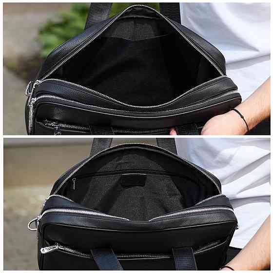 Мужской портфель на плечо 40х28х10, офисный кожаный мессенджер, мужская деловая сумка для города, черный Киев