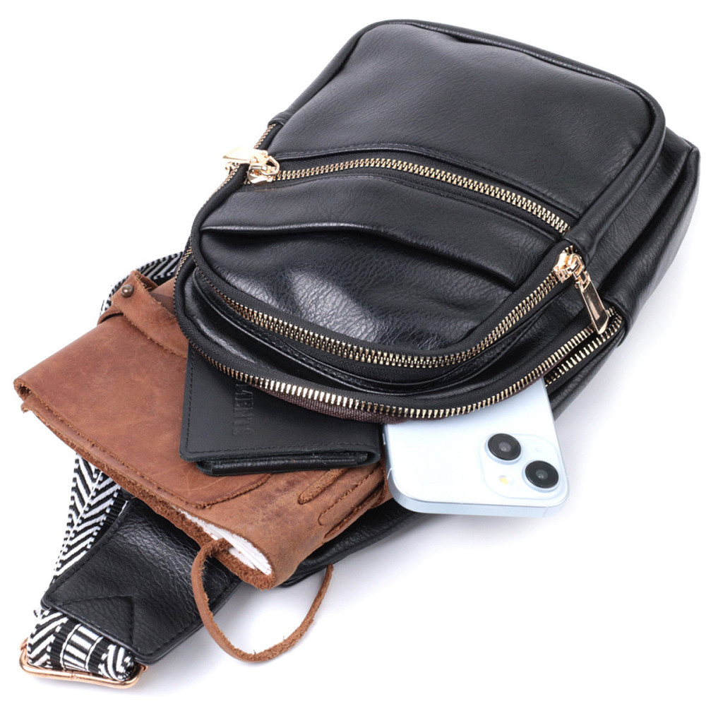 Интересная женская сумка с одной лямкой через плечо из экокожи Vintage 22759 Черный Киев - изображение 8