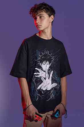 Футболка аниме Магическая битва оверсайз (S/M/L) Черний AnimeJ1054 Днепр