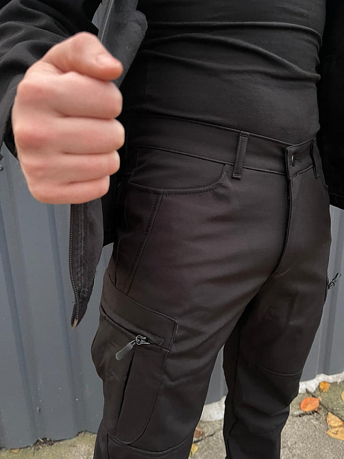 Тактические теплые штаны Softshell Черный, 3XL Винница - изображение 3
