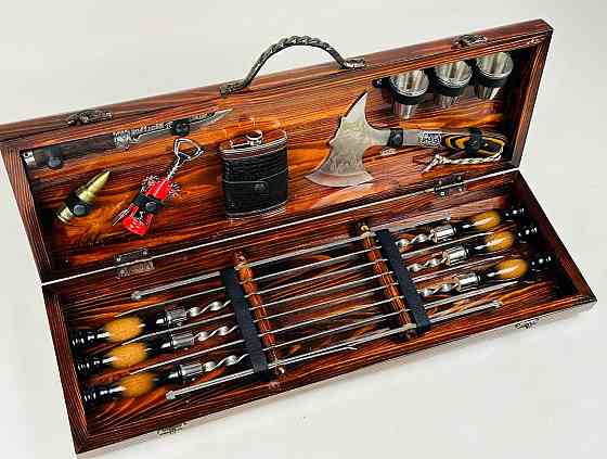 Подарочный набор шампуров в деревянном кейсе ВОЛК HAPPY DAYS Тернополь