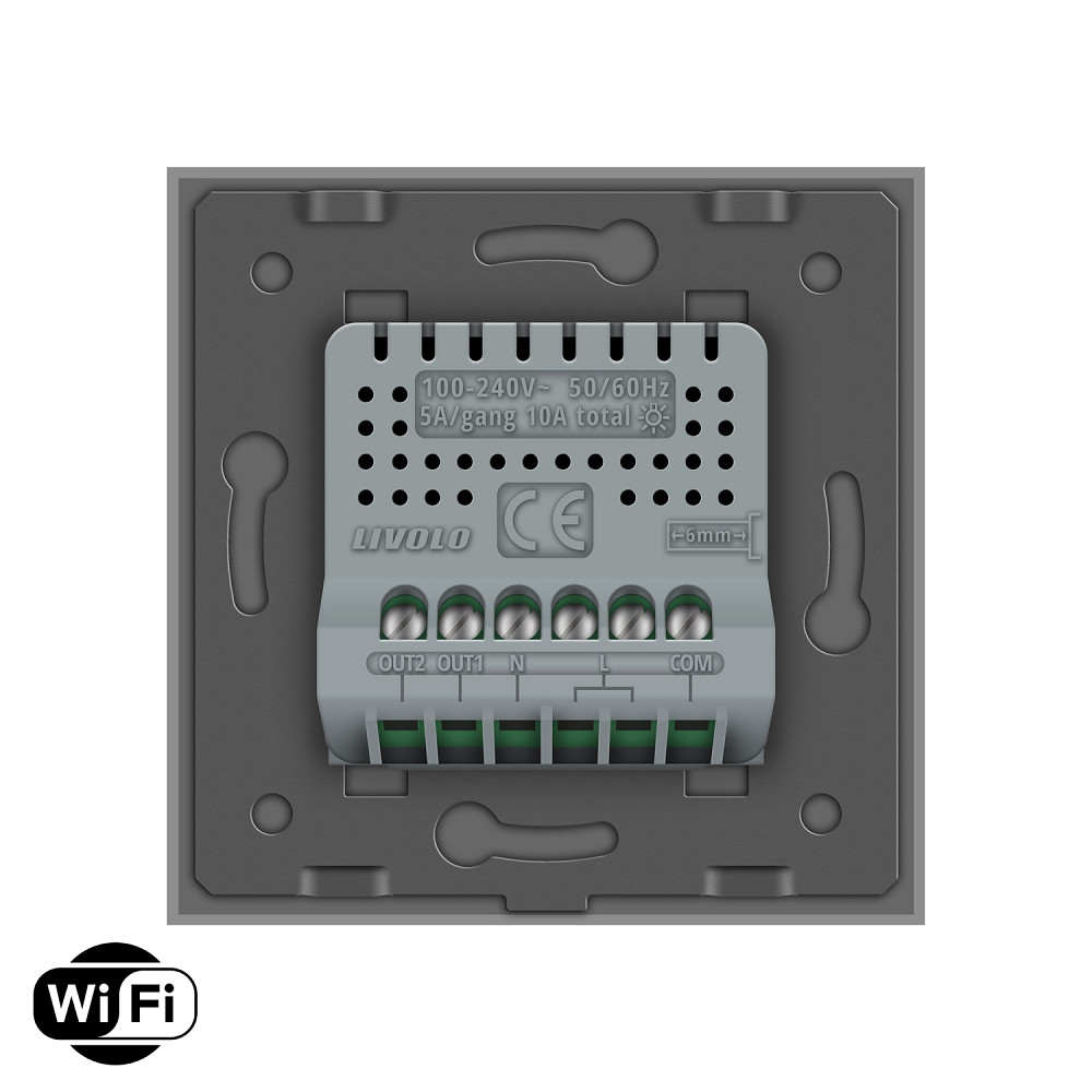 LIVOLO Розумний сенсорний Wi-Fi прохідний/перехресний вимикач 2 сенсора Livolo сірий скло (VL-C Коломия - фото 7