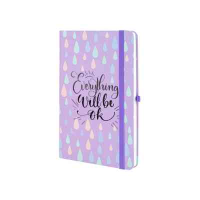 Книга записна Optima А5 EVERYTHING OK, тверда обкладинка папір, гумка, лінія (O20812-42) Вінниця