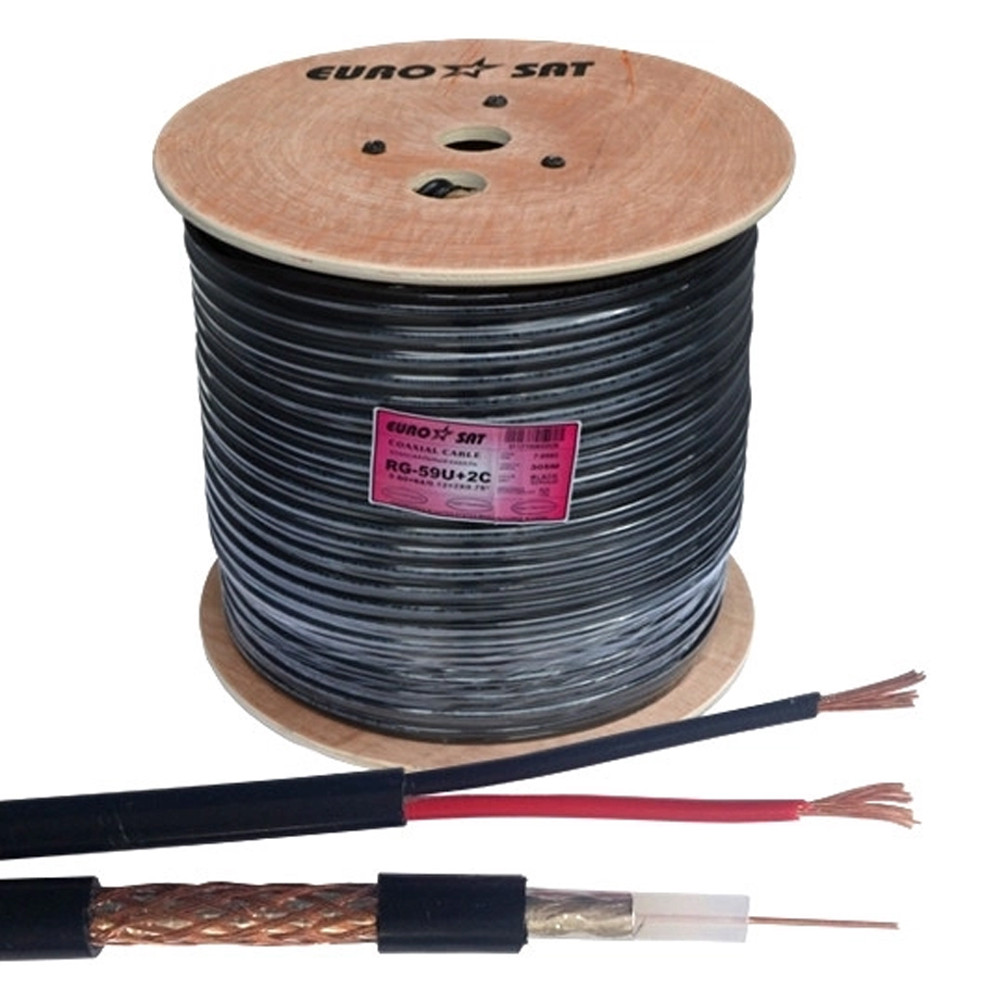 Кабель коаксіальний RG-59-CU+2x0,75 PE EUROSAT, зовнішній комбінований, бухта 305 м Киев - изображение 2