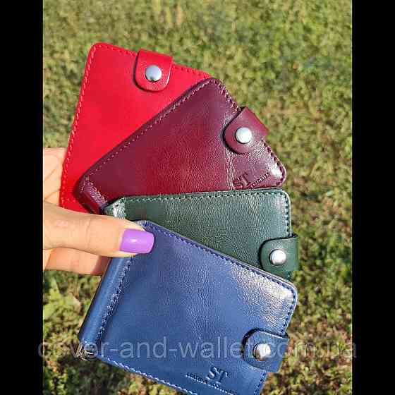 Зажим для денег на кнопке из винтажной кожи черного цвета Puos Киев