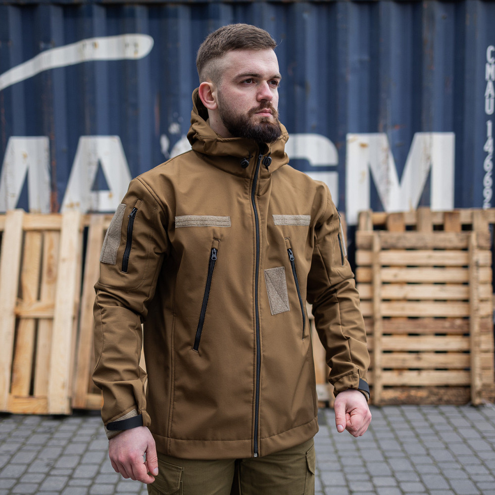 Тактична чоловіча демісезонна куртка Soft Shell койот, військова куртка софт шелл з підкладкою Львів - фото 8