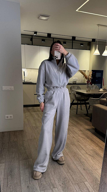 Жіночий повсякденний теплий комбінезон із флісу Сірий Одеса - фото 4