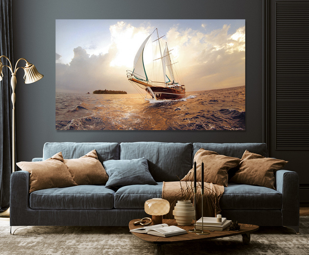 Картина холст у вітальню / спальню  Човен в морі     MLP_64 ( 60х30см ) 90х180см Київ - фото 3