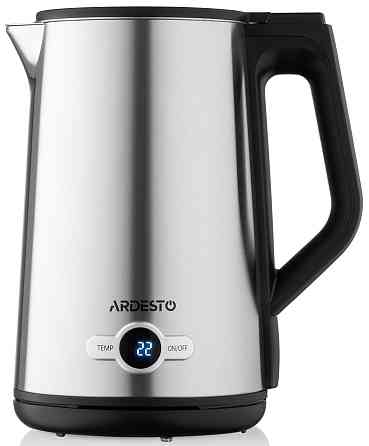 Електрочайник ARDESTO Steel Collection 1.7л, Strix, LED дисплей, подвійні стінки, сріблястий Киев