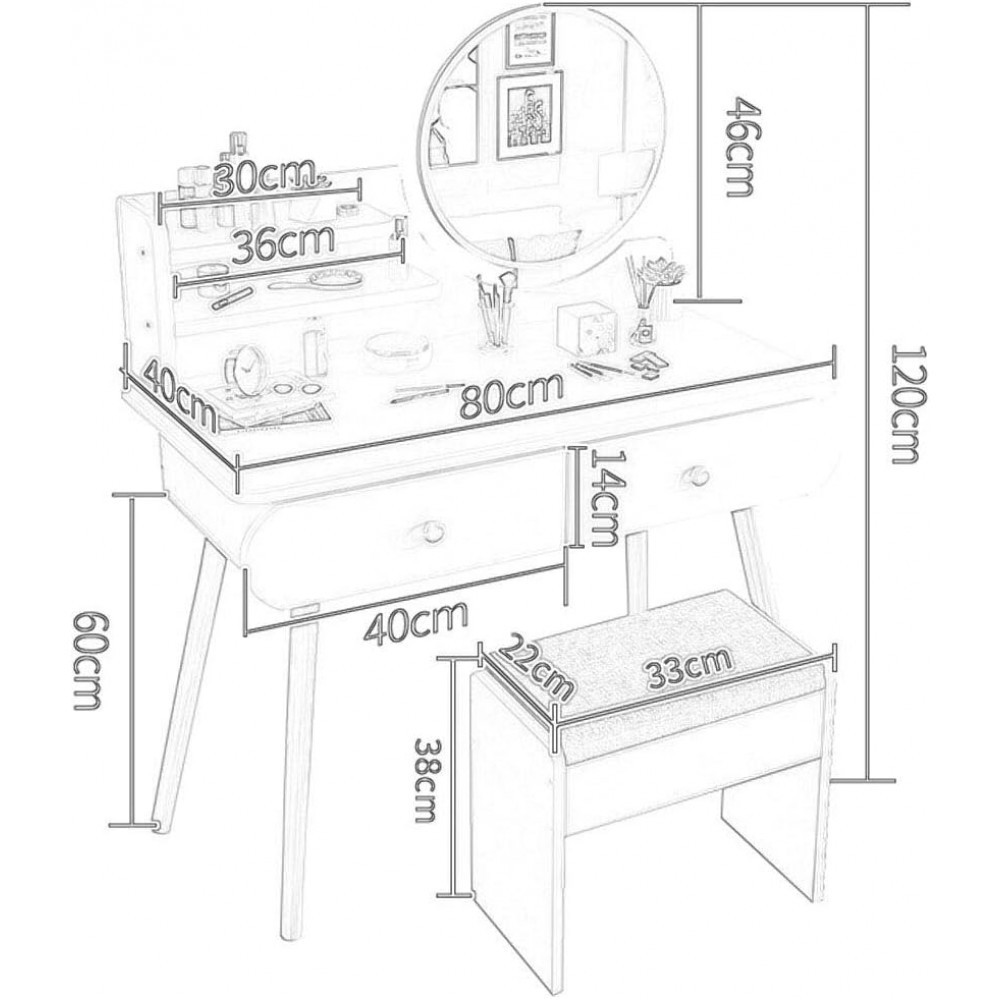 Туалетный столик с круглым зеркалом Bonro B063 стол косметический Киев - изображение 9