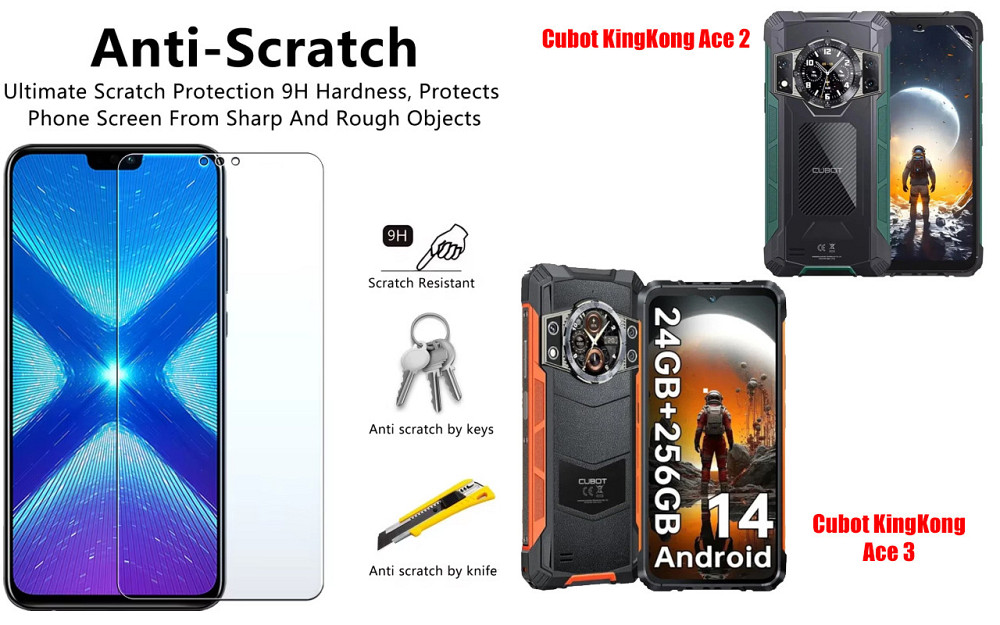 Защитное стекло NeoGlass для Cubot KingKong Ace 2, KingKong Ace 3 – ультрапрозрачное и устойчивое Киев - изображение 1