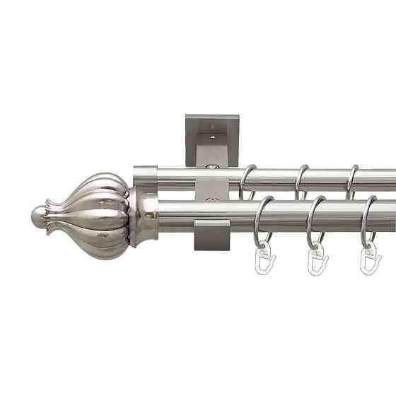 Карниз Orvit Таджа металевий дворядний техно гладка труба кільце металеве Нержавіюча Сталь 25\19 мм 160 см (00-00026573) Львів