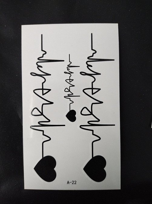 Тату тимчасове "Написи і сердечка" чорна - розмір стікера 10*6см Київ - фото 1