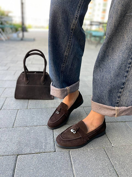 Mermaid Лофери жіночі Mermaid Б-1 шоколодні/чор.під (весна-осінь, замша натуральна) (6007) Коломия - фото 5