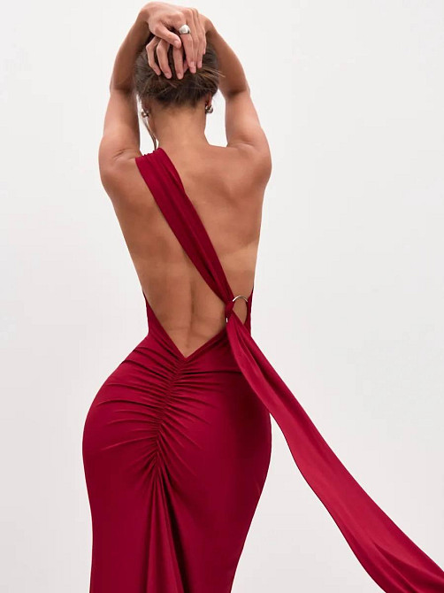 Жіноче елегантне романтичне максіплаття з мікродайвінгу Бордовий Одеса - фото 2