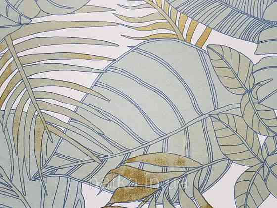 Обои флизелиновые  Khroma LAV104 LA VIE EN ROSE бирюзовые ветки листья золотистые Киев