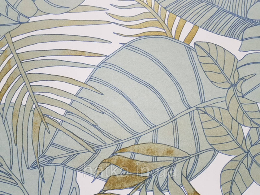 Обои флизелиновые  Khroma LAV104 LA VIE EN ROSE бирюзовые ветки листья золотистые Киев - изображение 3