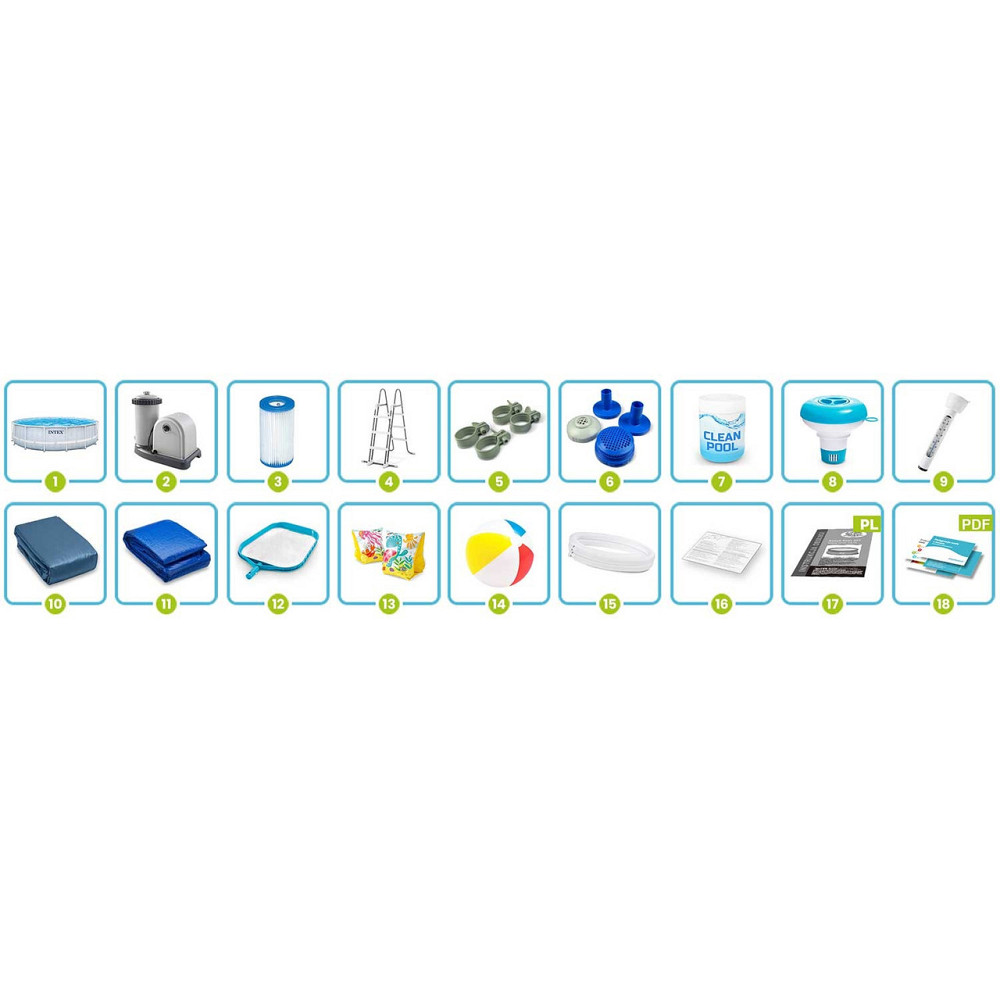 Басейн каркасний 17в1 INTEX 26746, 488 х 122 см, біло-синій Київ - фото 5