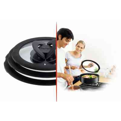 Кришка для посуду Tefal Ingenio 28см, скло, силікон, прозоро-чорний (L9846753) Вінниця