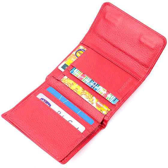 Яскравий жіночий гаманець із монетницею із натуральної шкіри ST Leather 19482 Червоний Київ