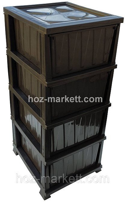 Комод пластиковый на 4 ящика Кофе черно - белый Турция Харьков - изображение 3