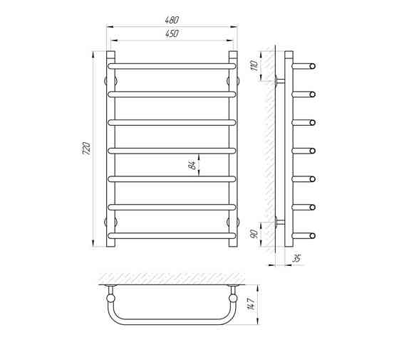 Водяна сушарка для рушників Laris Стандарт П7 450x700 Київ