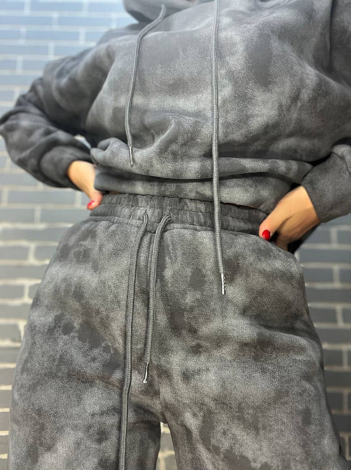 Костюм женский Joy One 98596 худи капюшон с джоггерами вареный мраморный утепленный серый, серый, L Киев - изображение 6