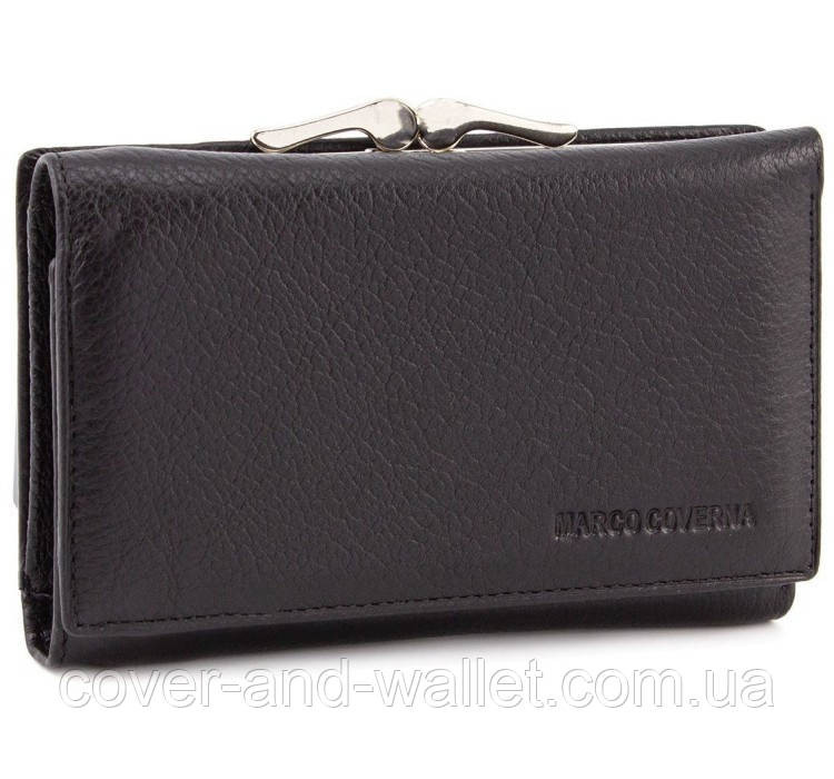 Женский кожаный кошелек небольшого размера на магнитах Marco Coverna MC-2049A Черный Киев - изображение 2