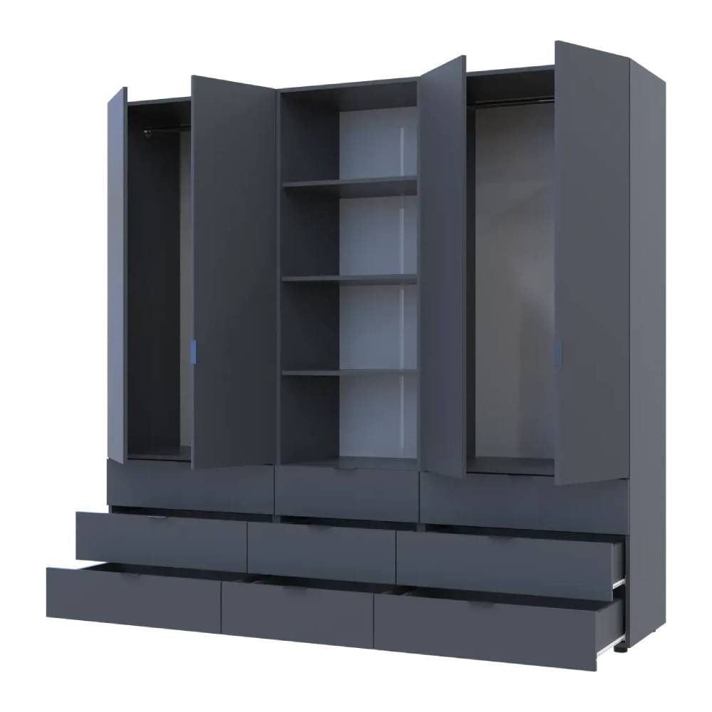 Шафа для одягу Doros Гелар Графіт 2+2ДСП з пеналом 215х49.5х203.4 (DRS-011916) Львів - фото 3