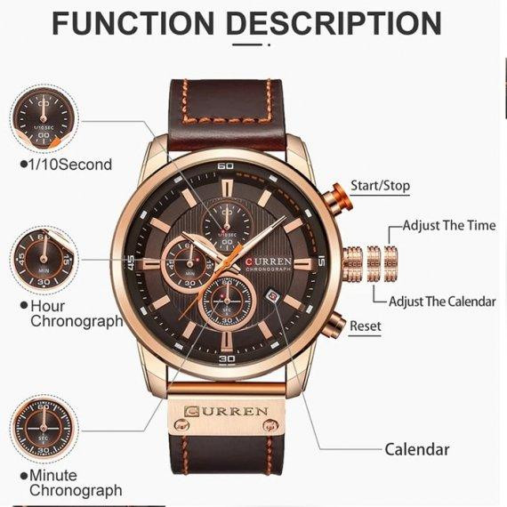 Чоловічий наручний годинник Curren BigBoss (Коричнево-золотий) Київ - фото 7