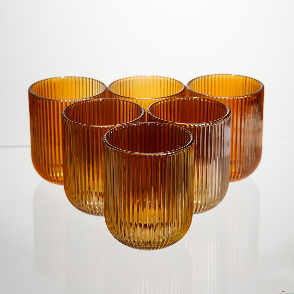 Набір скляних стаканів 6 штук 250 мл для напоїв Бурштиновий Yiwu HP-19-207 Коломыя - изображение 1