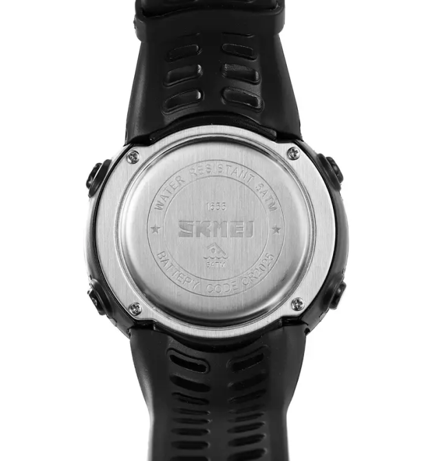 Мужские спортивные часы Skmei 1655 (Черные с белым табло) Винница - изображение 7