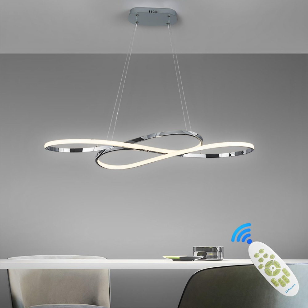 Світлодіодна люстра Infinity 57W: Срібляста вісімка, 3840Lm, Dimmer, пульт ДУ, регульована висота до 200 см Київ - фото 9