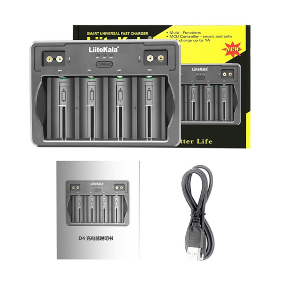 Универсальное зарядное устройство Liitokala Lii-D4 на 4 канала ​​​​​​​(Li-ion, NiMH+NiCD + крона) Type-C Киев