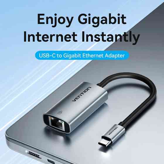 Перехідник USB 3.1 Type-C--> Ethernet RJ45 1000Mb чорний Aluminum Alloy Type Vention Вінниця