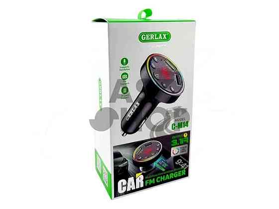FM Модулятор C-M14 12-24V 3.1A USB QC3.0 BT5.3 RGB LED дисплей чорний ТМ GERLAX Київ