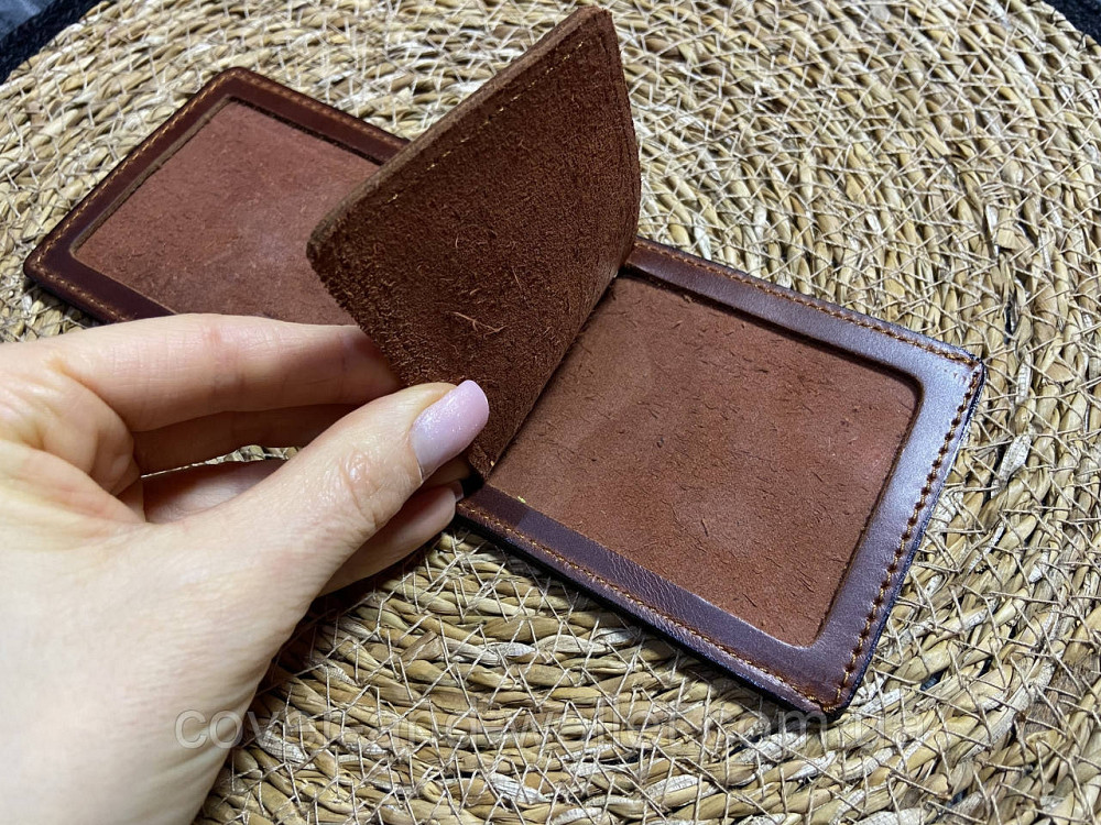 Шкіряна обкладинка СБУ з додатковою кишенею бордового кольору Київ - фото 3