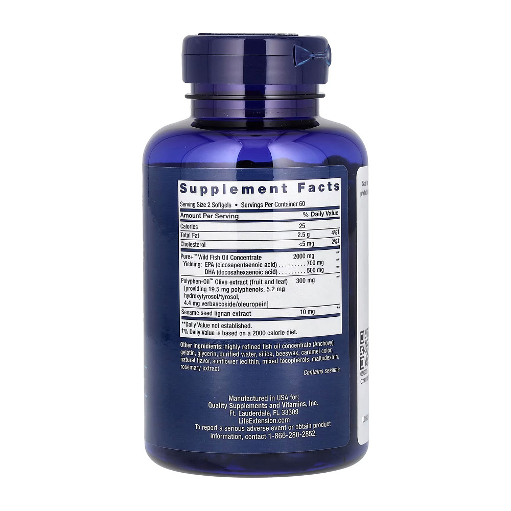 Super Omega-3 EPA/DHA Fish Oil Sesame Lignans &amp; Olive Extract - 120 softgels Луцк - изображение 2