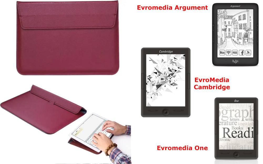 Чехол-конверт VitoCase для Evromedia Argument, Cambridge, One, с функцией подставки для книги Бордовый Киев - изображение 1