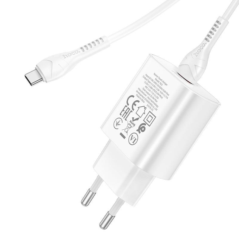 Мережевий зарядний пристрій з кабелем HOCO N22 Jetta PD25W charger set(Type-C to Type-C)(EU) White Одеса - фото 6