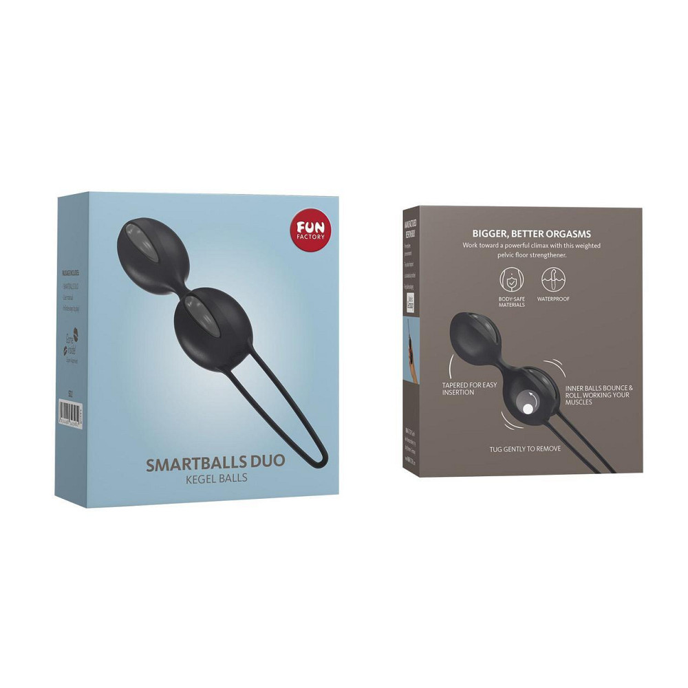 Вагинальные шарики Fun Factory SMARTBALLS DUO, черно-серые, 2 шт, диаметр 3,2 и 3,6 см Sex Aura Киев - изображение 5