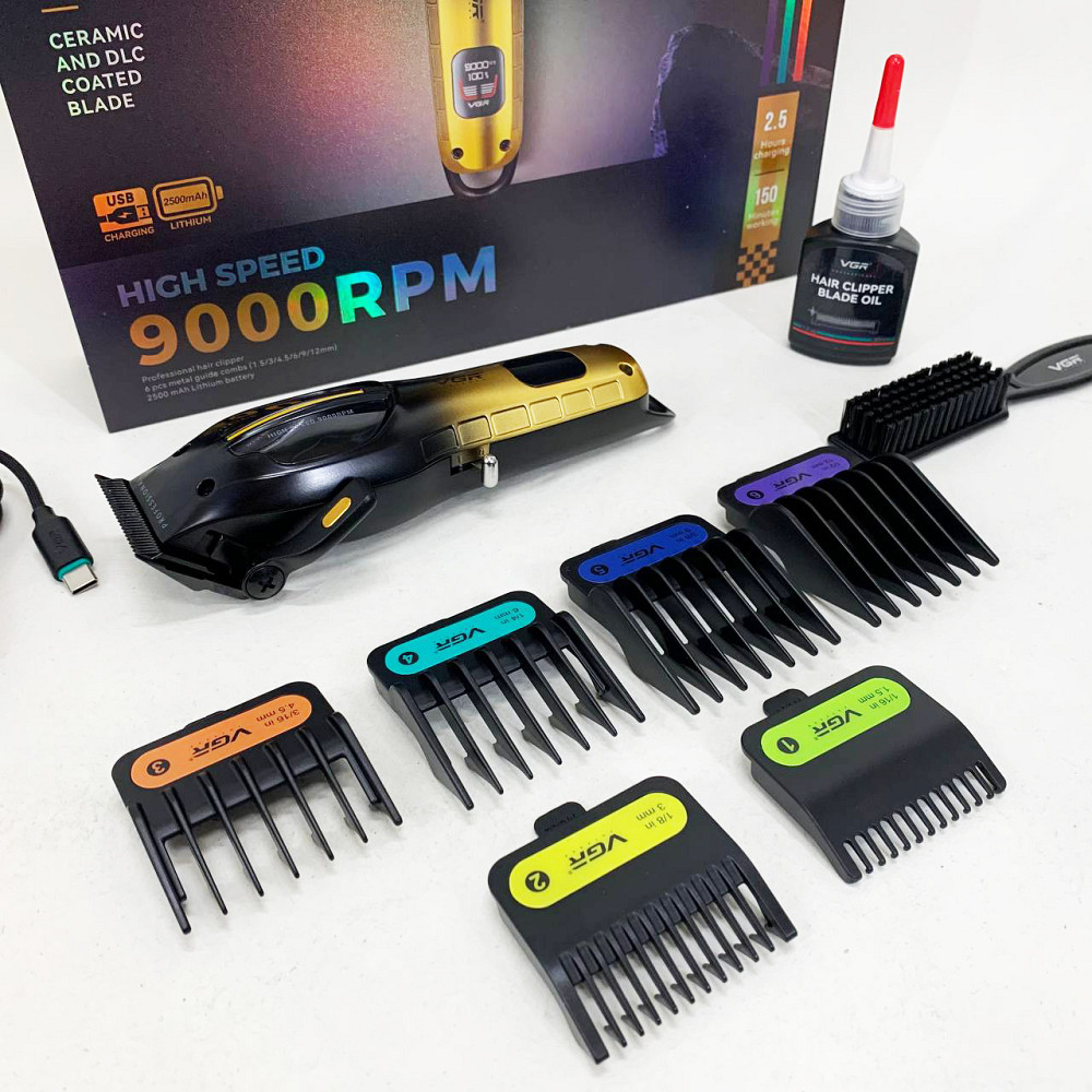 Універсальний тример для стрижки та гоління VGR V-026, Набір для стрижки волосся на акумуляторі NZ-29 Львів - фото 12