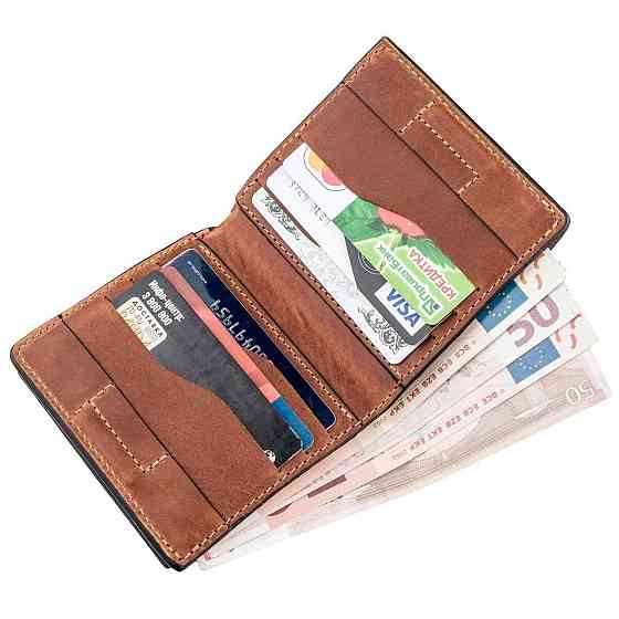 Компактное портмоне унисекс с накладной монетницей GRANDE PELLE 11238 Коричневое Киев